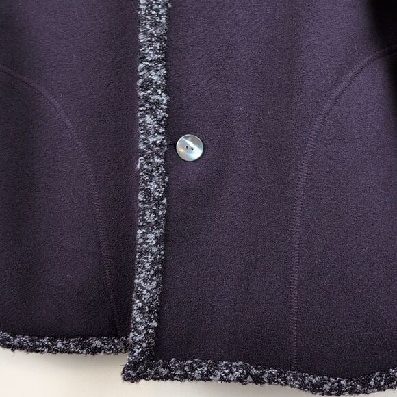 J. Jill purejill Reversible Marled Dark Fig Jacket Button Front Hooded Coat Cozy - Picture 10 of 10